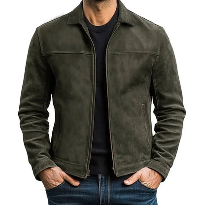 Veste en Similicuir Style Motard Poignets Zippés pour Homme