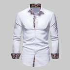 Camicia da uomo a maniche lunghe con colletto a punta e inserto stampato