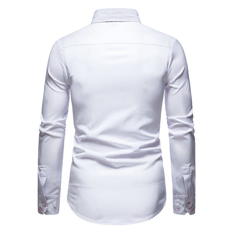 Camicia da uomo a maniche lunghe con colletto a punta e inserto stampato