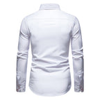 Camicia da uomo a maniche lunghe con colletto a punta e inserto stampato