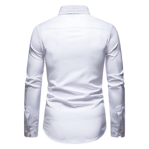 Chemise Col Pointu Manches Longues Empiècement Imprimé pour Homme