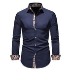 Camicia da uomo a maniche lunghe con colletto a punta e inserto stampato