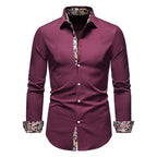 Camicia da uomo a maniche lunghe con colletto a punta e inserto stampato