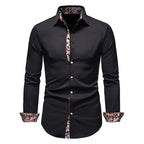 Camicia da uomo a maniche lunghe con colletto a punta e inserto stampato