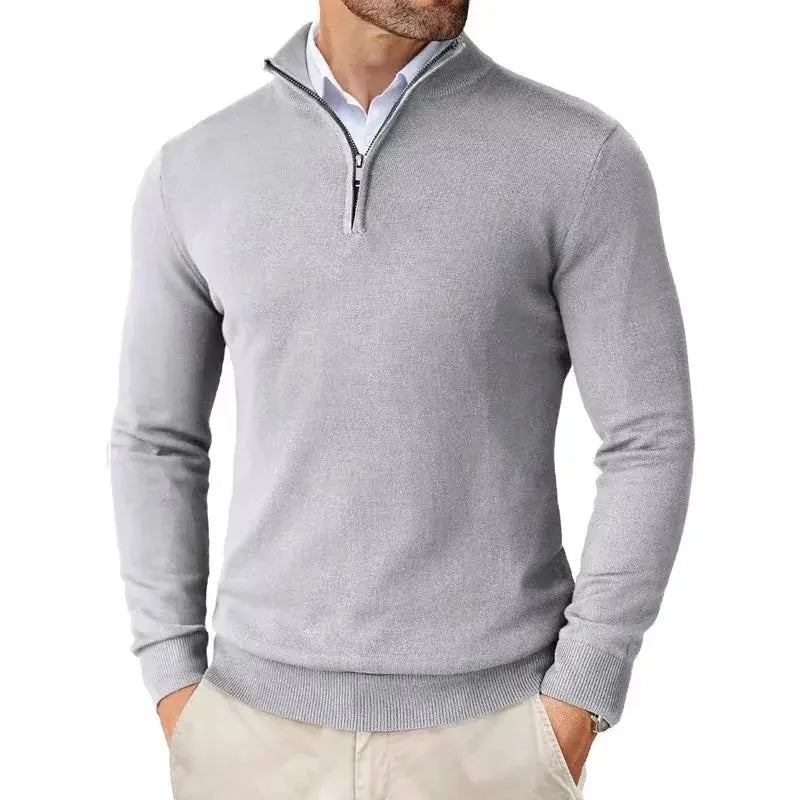Pull Zippé Col Montant Coupe Slim pour Homme