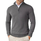 Maglione da uomo con zip, colletto rialzato e vestibilità slim