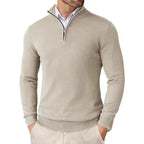 Maglione da uomo con zip, colletto rialzato e vestibilità slim