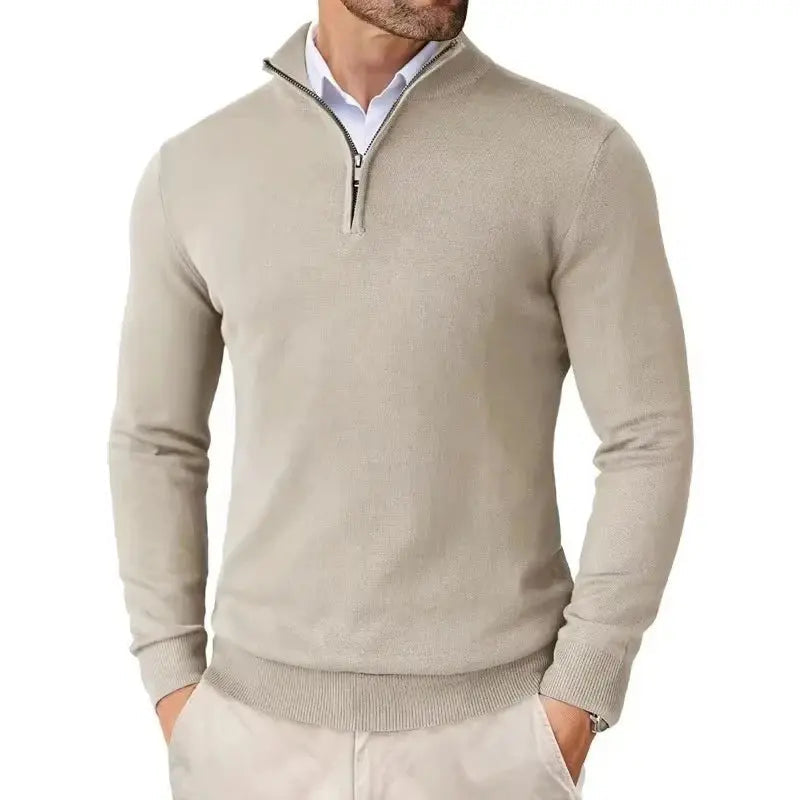 Pull Zippé Col Montant Coupe Slim pour Homme