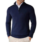 Maglione da uomo con zip, colletto rialzato e vestibilità slim