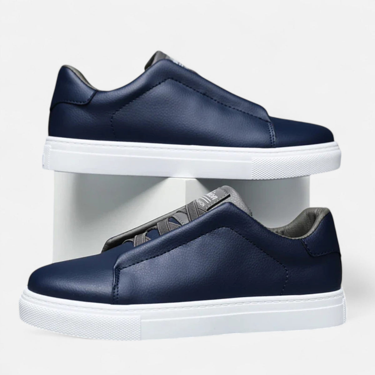 Zapatillas deportivas de cuero sin cordones con suela cómoda para hombre