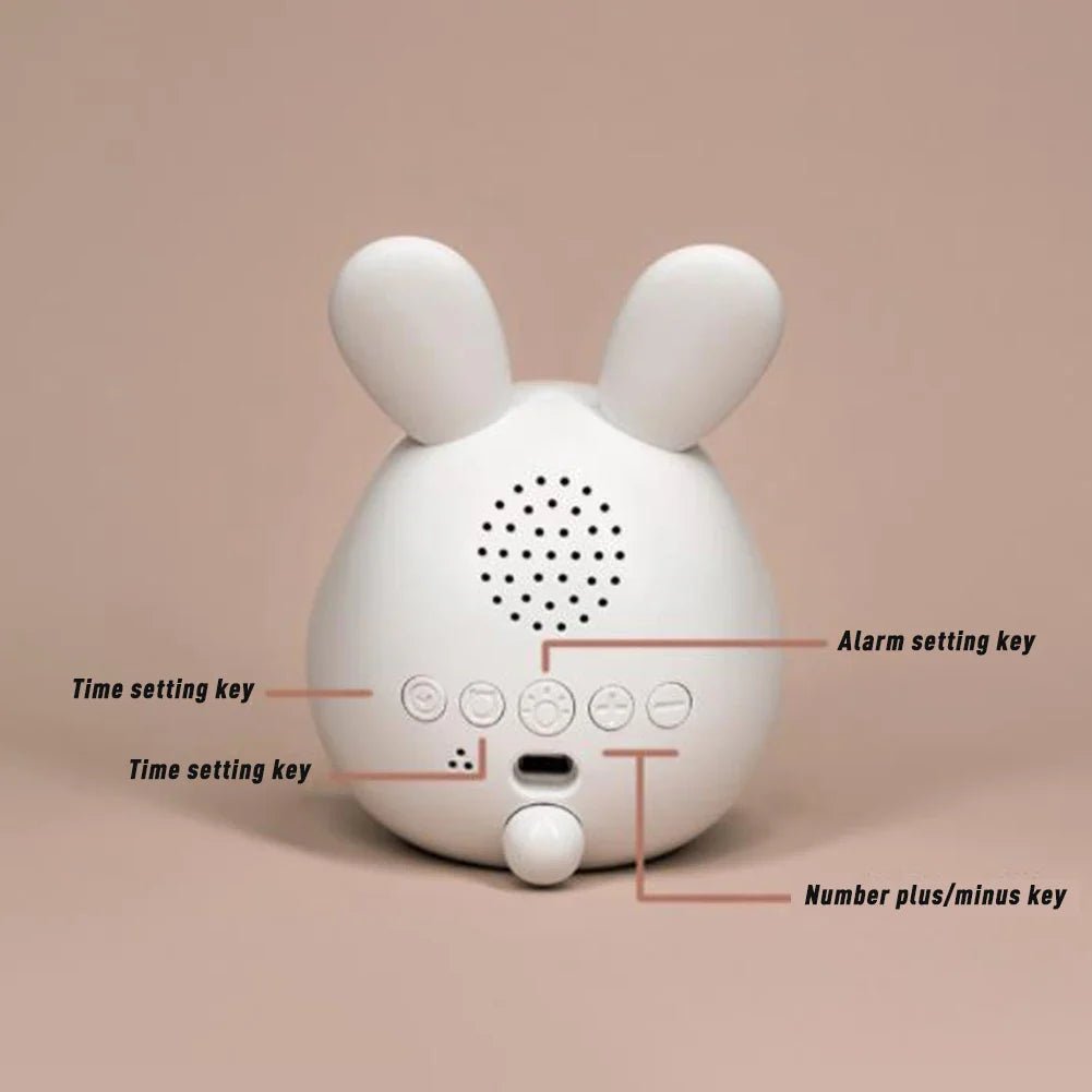 Réveil enfant en forme de lapin avec veilleuse LED dimmable