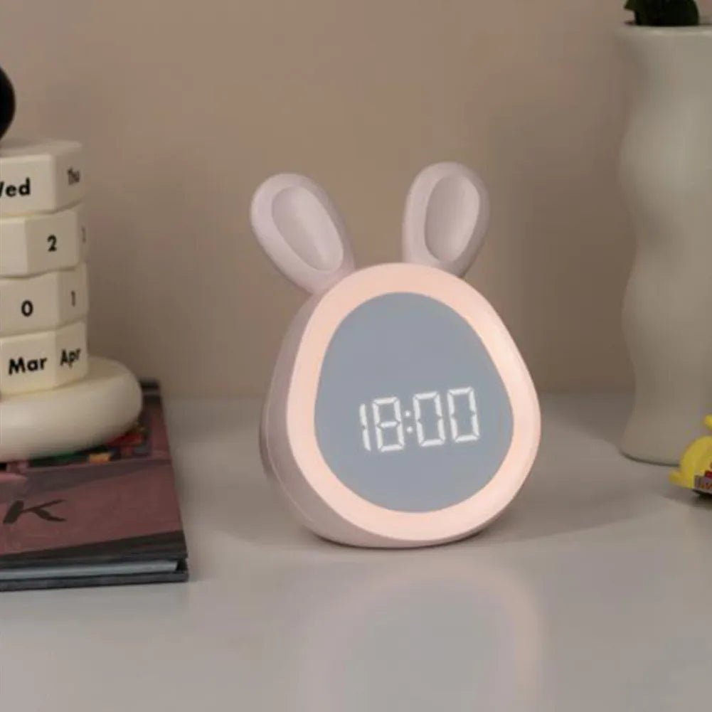 Réveil enfant en forme de lapin avec veilleuse LED dimmable