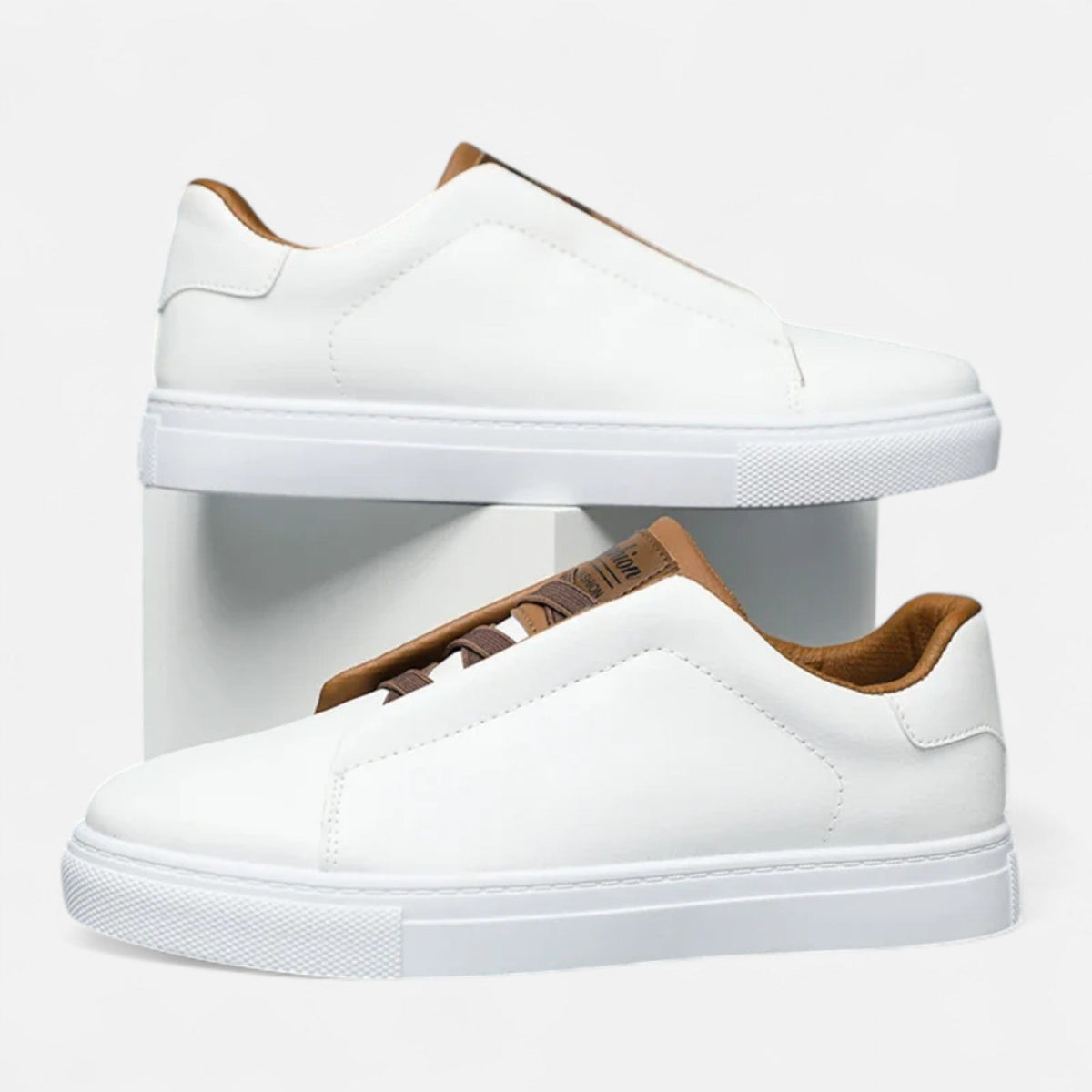 Zapatillas deportivas de cuero sin cordones con suela cómoda para hombre