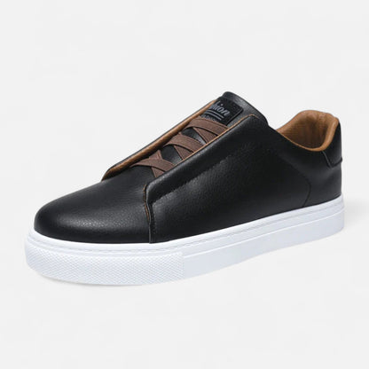 Sneakers en Cuir Sans Lacets Semelle Confort pour Homme