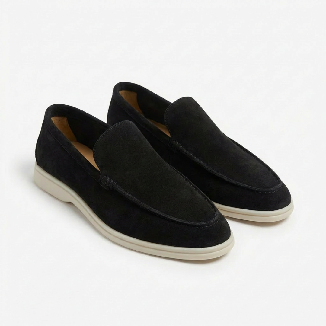 Mocasines sin cordones con costuras visibles y suela en contraste para hombre