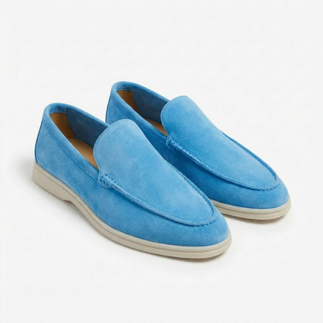 Mocasines sin cordones con costuras visibles y suela en contraste para hombre