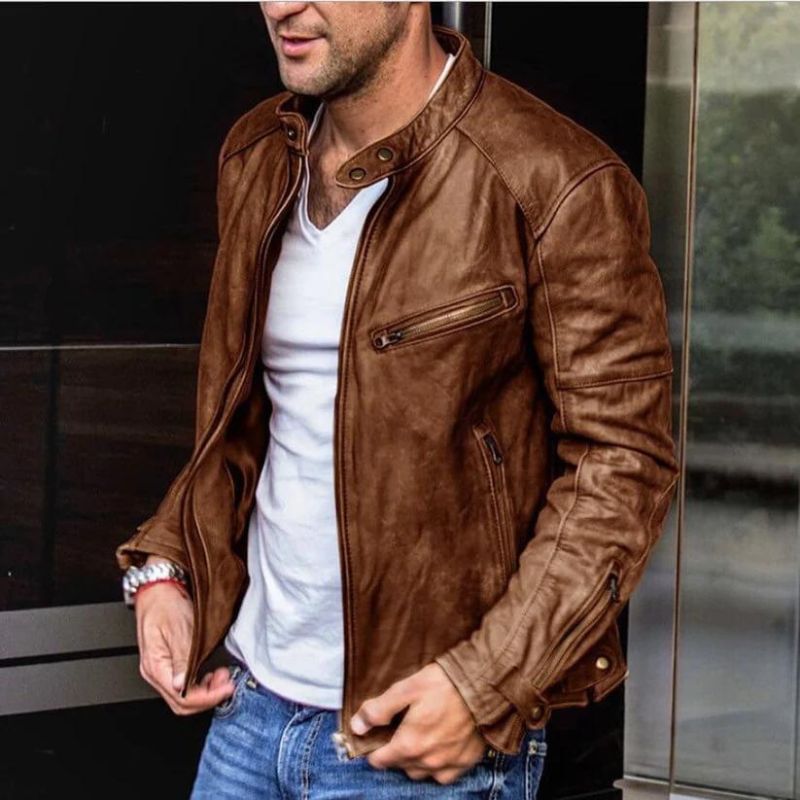 Men’s soft genuine leather jacket with a sleek design