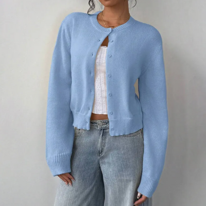 Cardigan Col Rond Coupe Courte Boutonné pour Femme