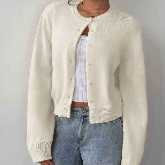 Cardigan Col Rond Coupe Courte Boutonné pour Femme