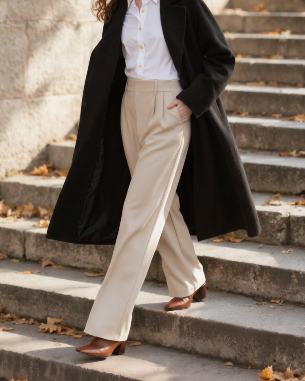 Women's Wide-Leg Trousers with Structured Waistband