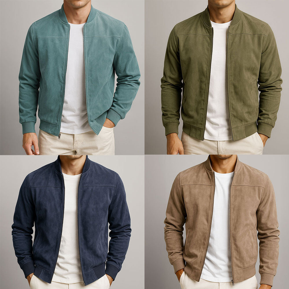 Veste homme daim véritable coupe urbaine moderne