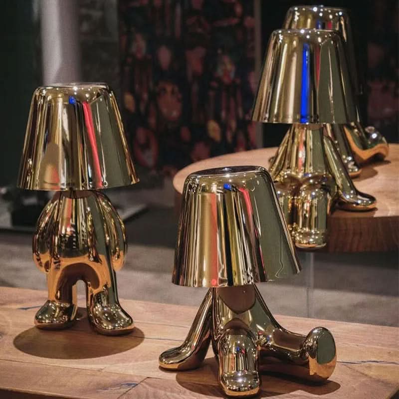 Lampe de table figurine LED dimmable en métal et acrylique pour chambre et salon