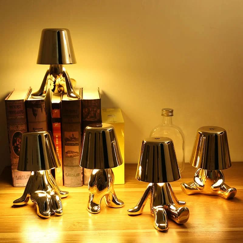 Lampe de table figurine LED dimmable en métal et acrylique pour chambre et salon