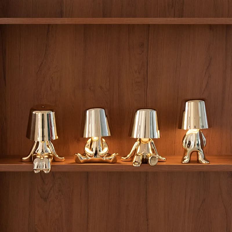 Lámpara de mesa decorativa LED regulable de metal y acrílico para dormitorio y salón