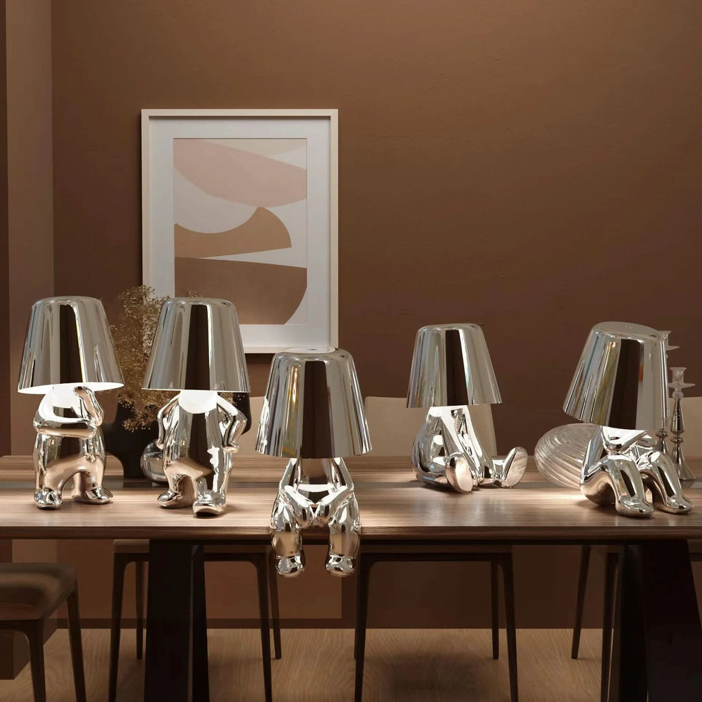 Lámpara de mesa decorativa LED regulable de metal y acrílico para dormitorio y salón