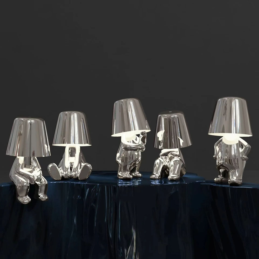 Lámpara de mesa decorativa LED regulable de metal y acrílico para dormitorio y salón