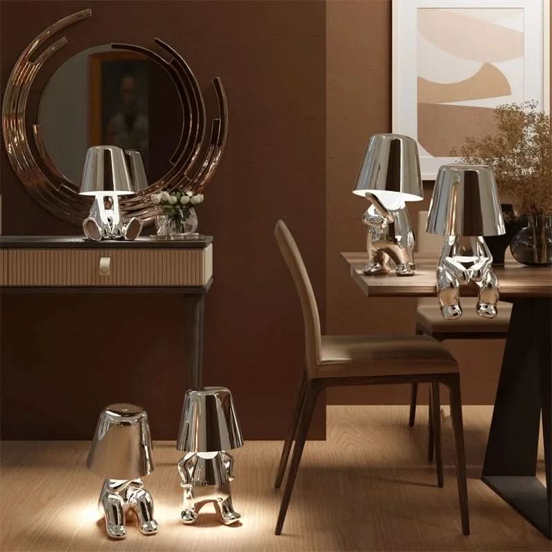 Lámpara de mesa decorativa LED regulable de metal y acrílico para dormitorio y salón
