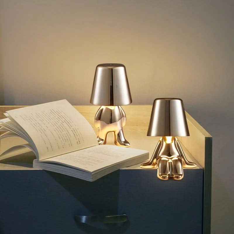 Lámpara de mesa decorativa LED regulable de metal y acrílico para dormitorio y salón