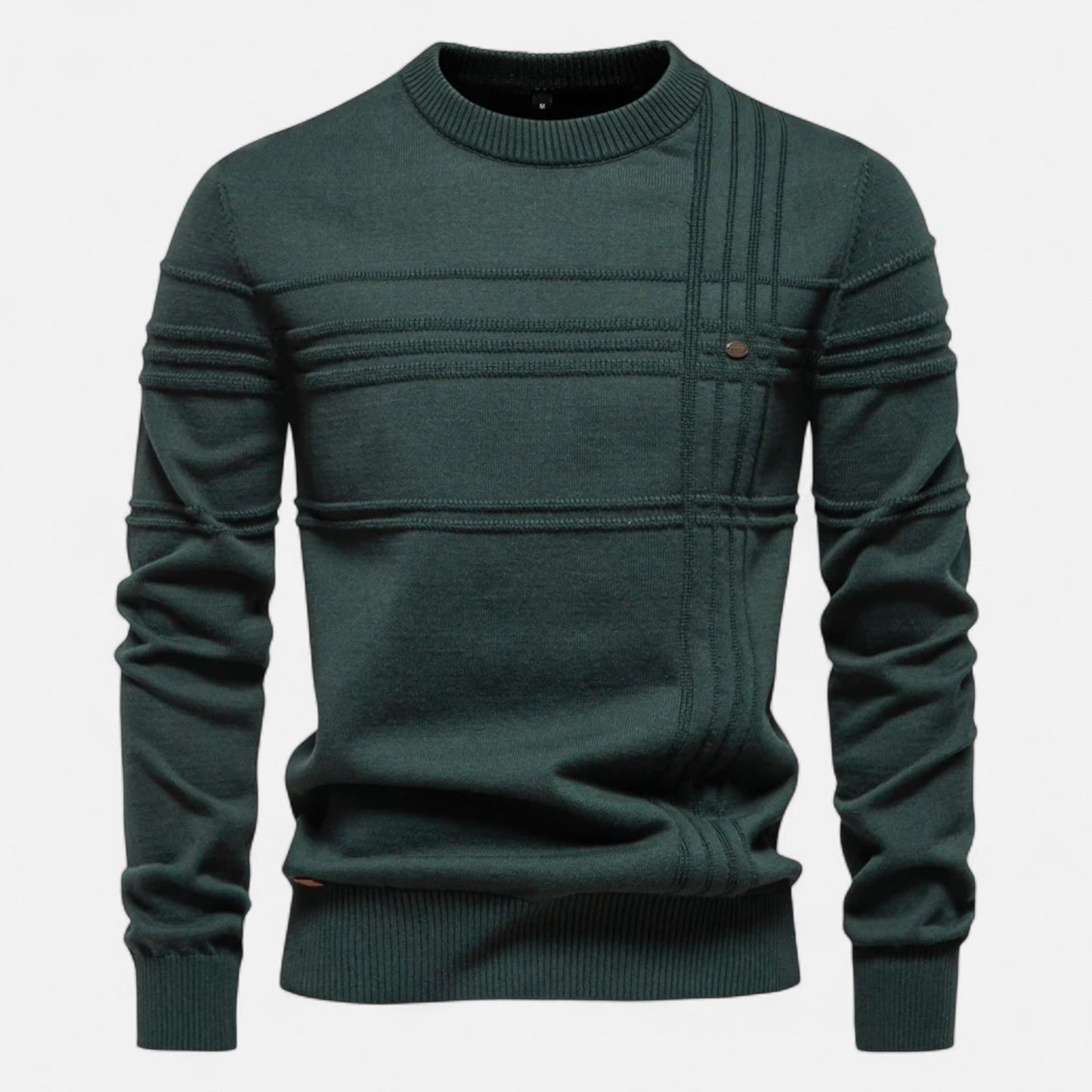 Pull homme coton rayures classiques col rond maille fine