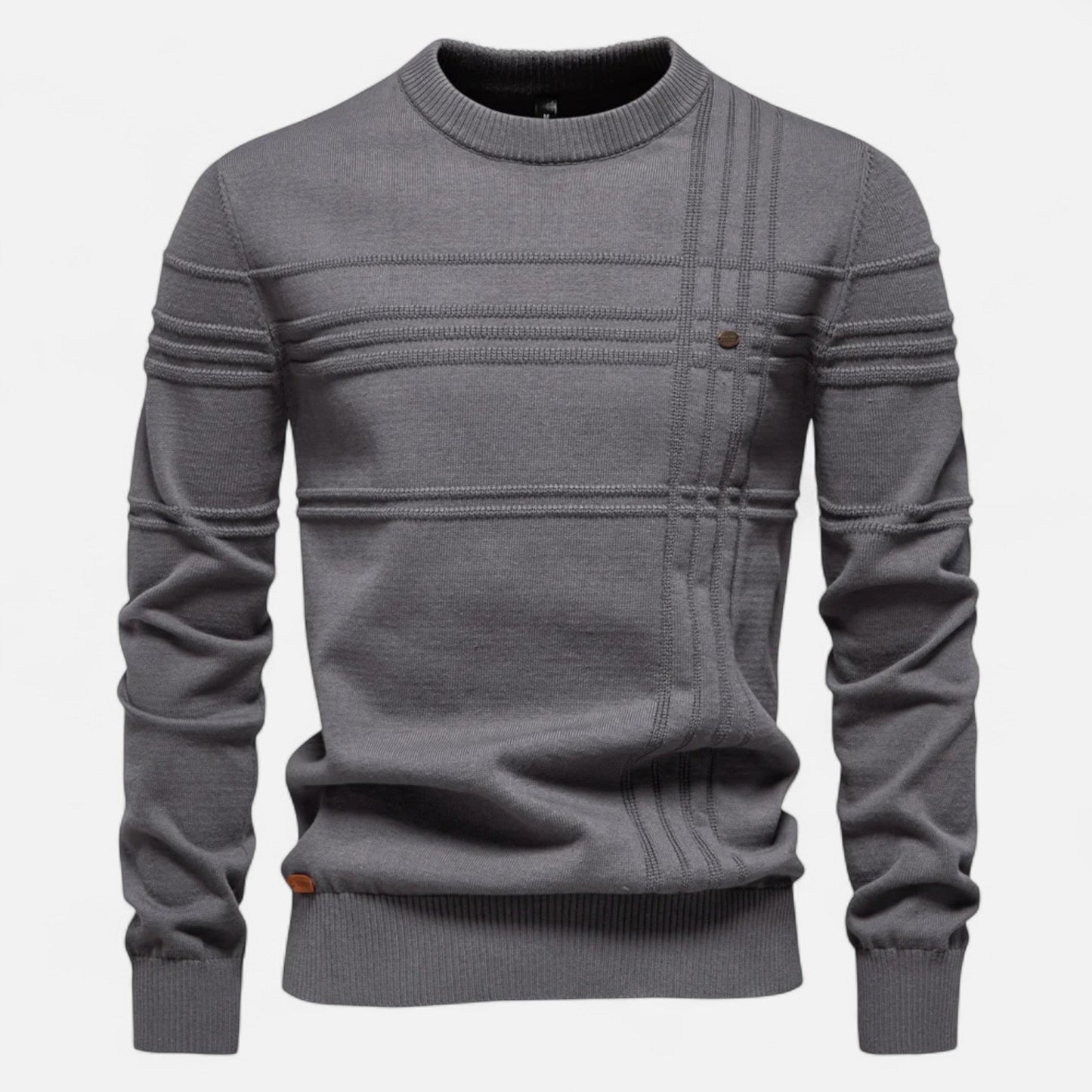 Pull homme coton rayures classiques col rond maille fine