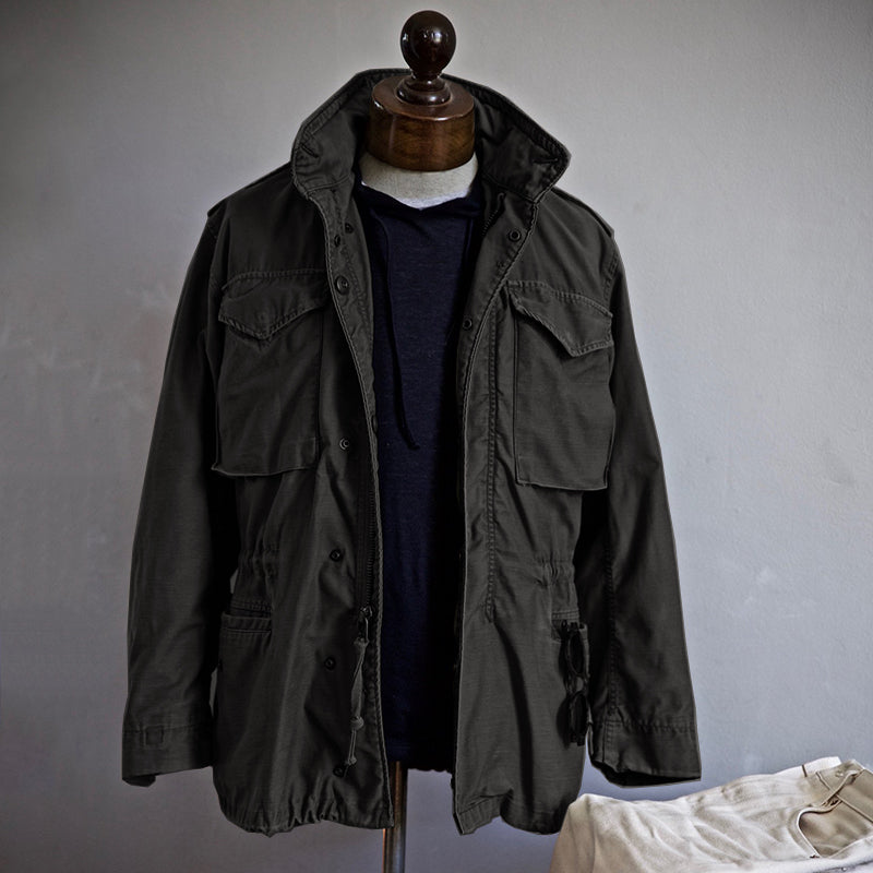 Veste field jacket homme capuche amovible poches à rabat