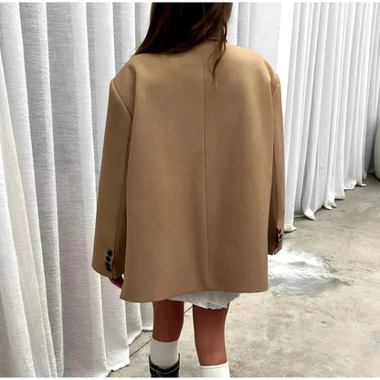 Blazer femme oversize revers classique coupe décontractée