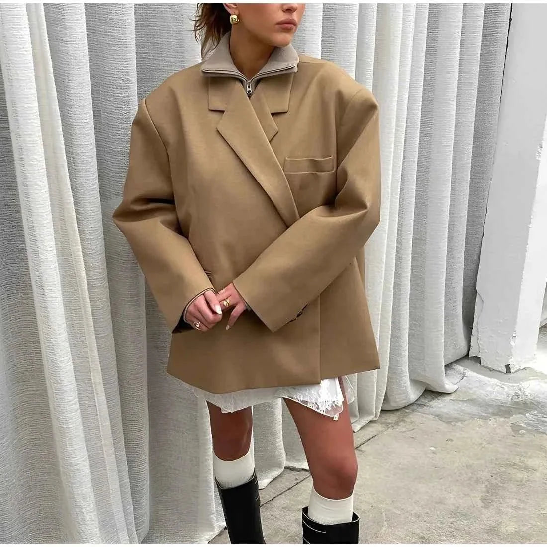 Blazer femme oversize revers classique coupe décontractée