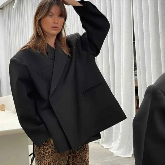 Blazer femme oversize revers classique coupe décontractée