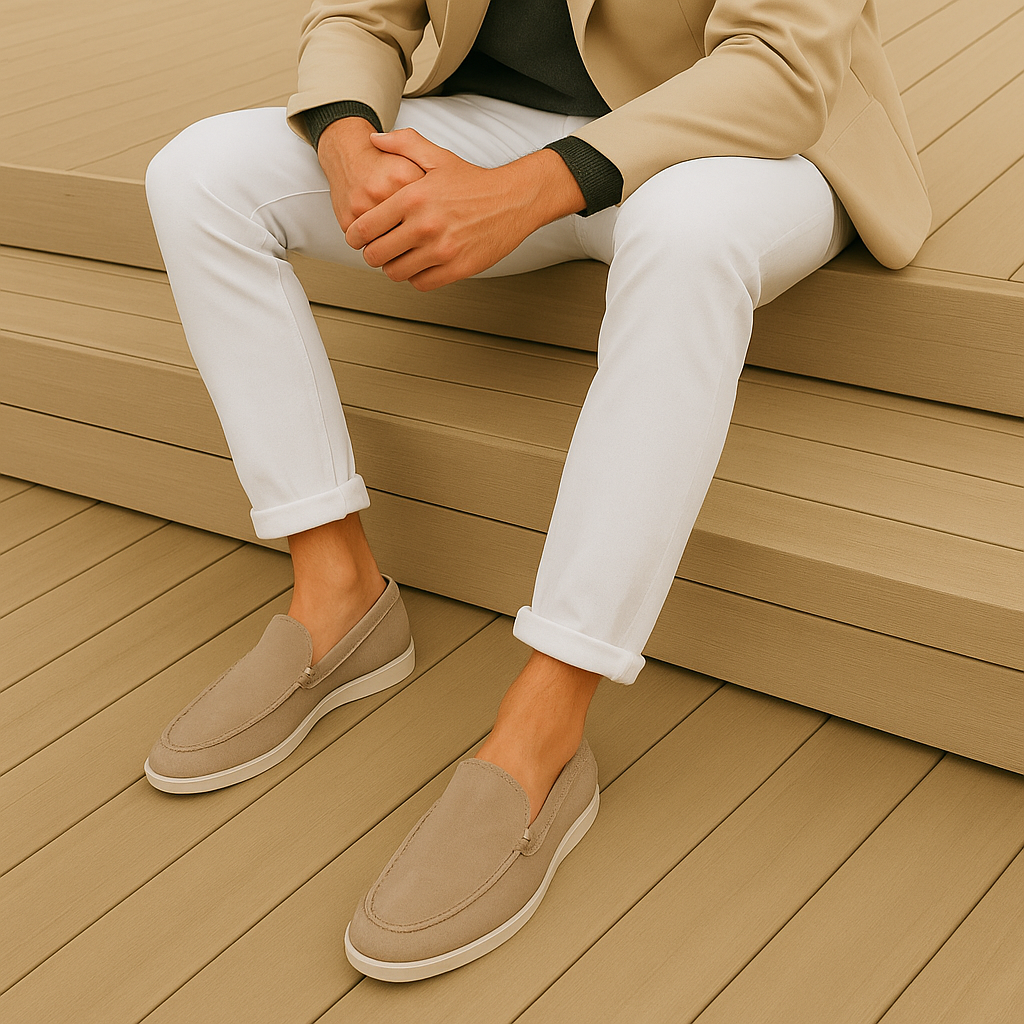 Mocassins homme daim coupe classique semelle souple élégants