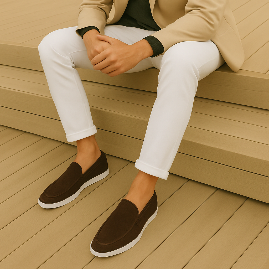 Mocassins homme daim coupe classique semelle souple élégants