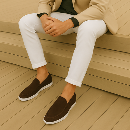 Mocassins homme daim coupe classique semelle souple élégants