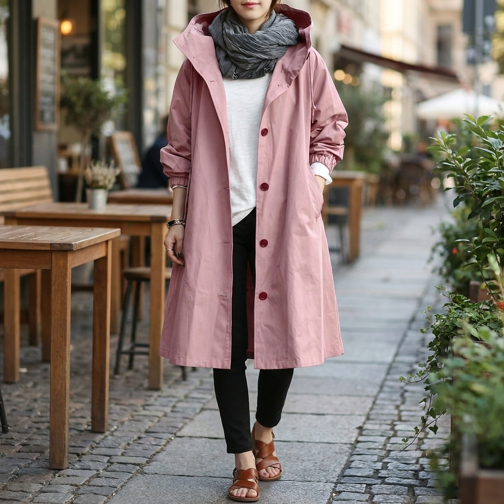 Imperméable Capuche Ajustable Coupe Oversize pour Femme