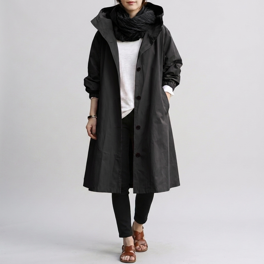 Imperméable Capuche Ajustable Coupe Oversize pour Femme