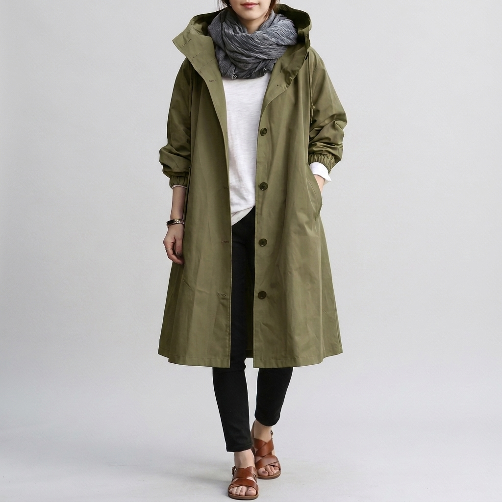 Imperméable Capuche Ajustable Coupe Oversize pour Femme