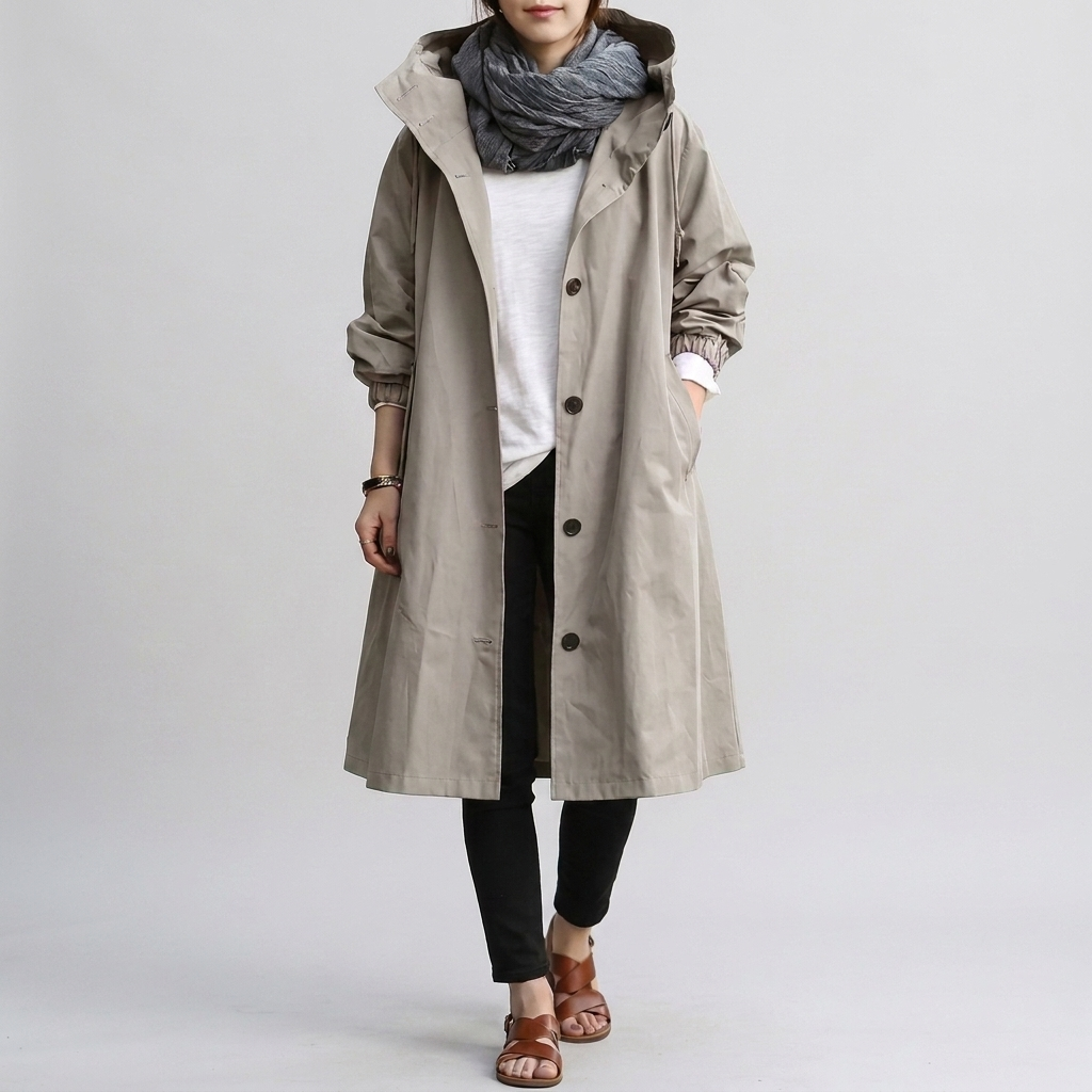 Imperméable Capuche Ajustable Coupe Oversize pour Femme