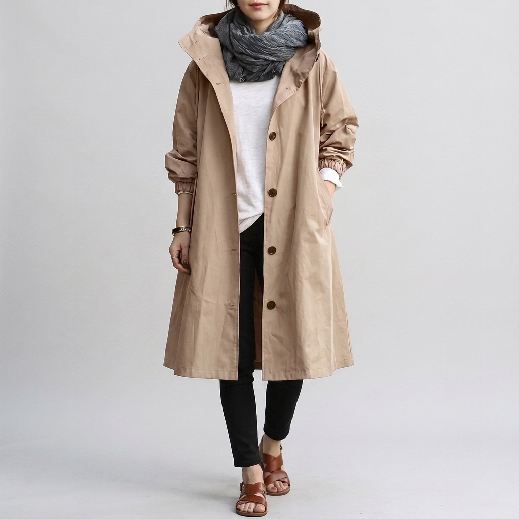 Imperméable Capuche Ajustable Coupe Oversize pour Femme