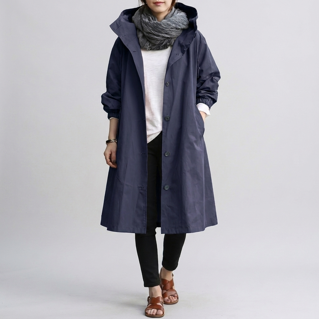 Imperméable Capuche Ajustable Coupe Oversize pour Femme