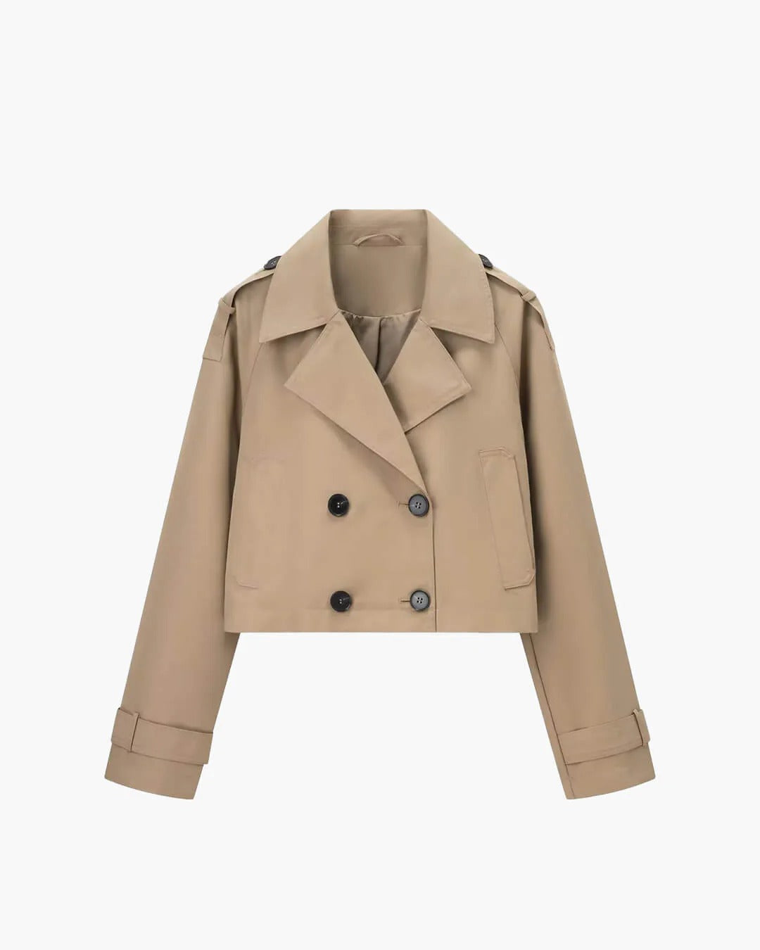 Trench court femme double boutonnage revers structuré mi-saison