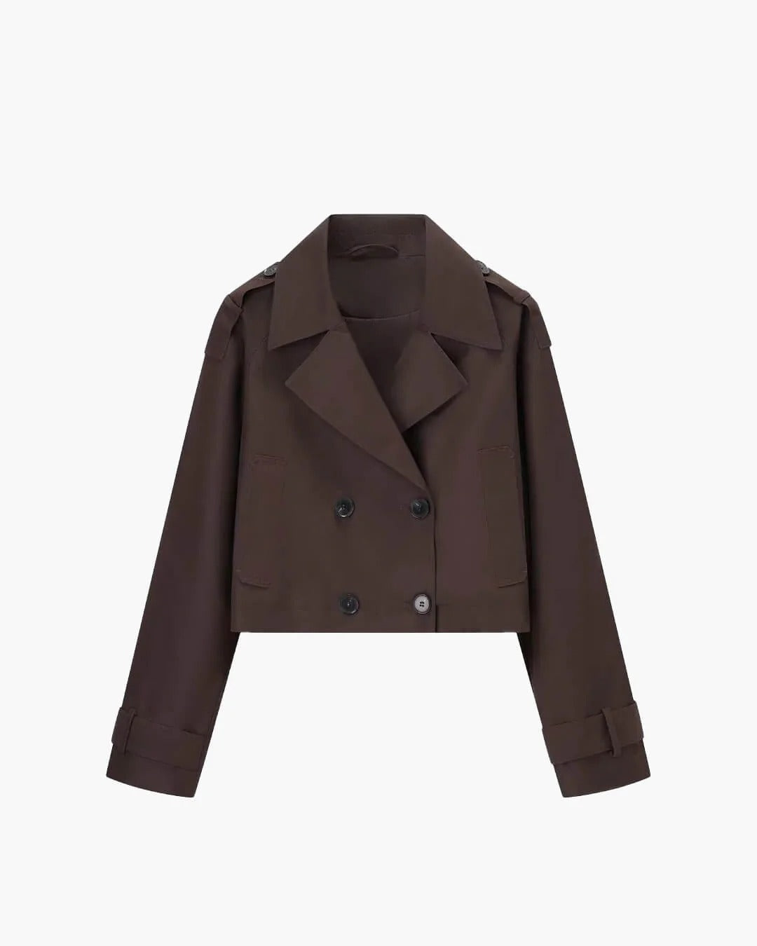 Trench court femme double boutonnage revers structuré mi-saison