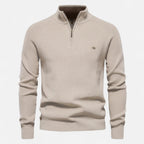 Men's regular-fit cotton half-zip sweater for mid-season wear